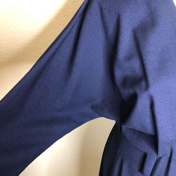 Vintage Hamells Navy Blue Dolman Sleeve Fit and Flare Midi Dress Size 14 - Picture 4 of 14